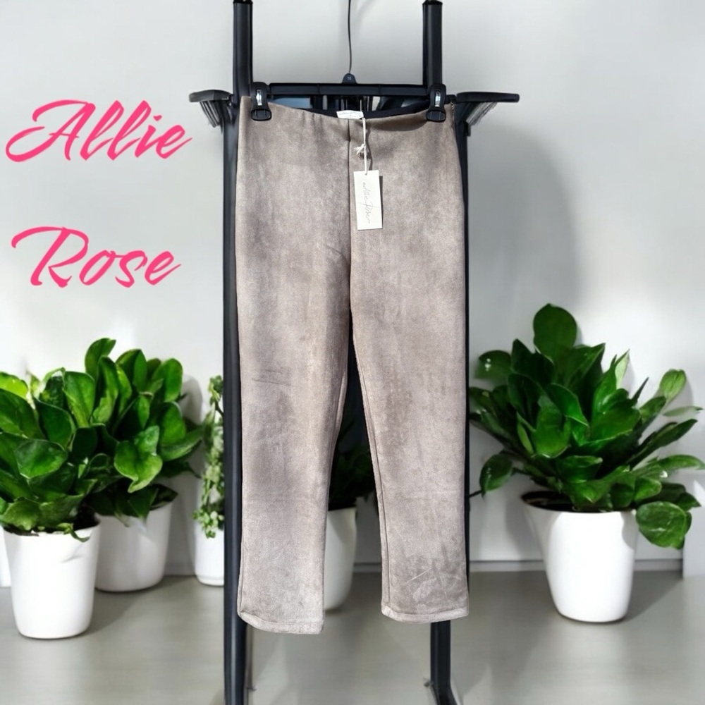 Allie Rose-NWT medium moleskin feel pants. Light olive/grayish. Elastic&side zip - Picture 3 of 11